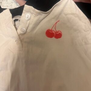 Cherry Embroidered Crop Top - Sz S